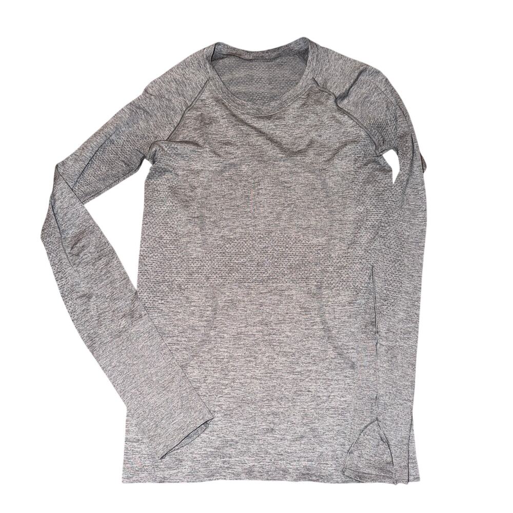 Lululemon Swiftly Tech Long Sleeve 2.0 Shirt Women's Sz 6 Slate White Thumbholes